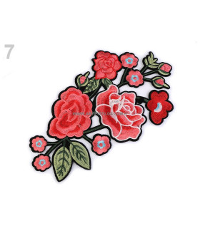 Aplicación Rosa Termoadhesiva Rosa/verde - tela para ropa