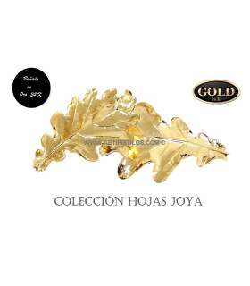 Natural Leaves Of Oak Plated In Gold 24k 10 X 4,5 Cms. Golden 10 X 4,5 Cm