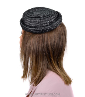 Natural Straw Fascinator "nápoles" Black