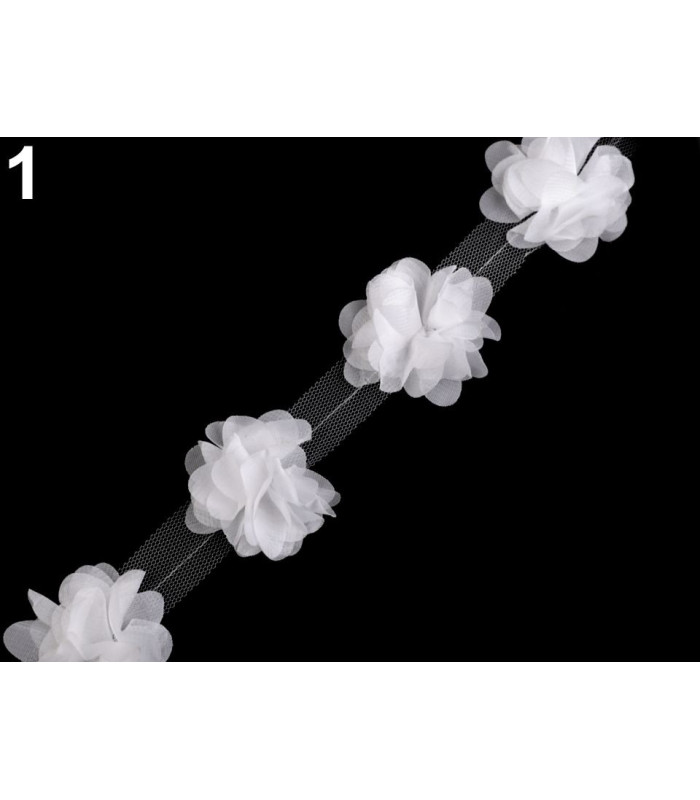 TIRA FLORES DE TUL 1 mt x 6 cm