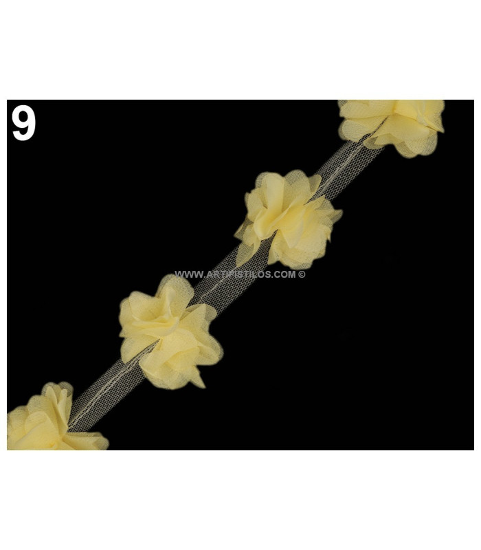 TIRA FLORES DE TUL 1 mt x 6 cm