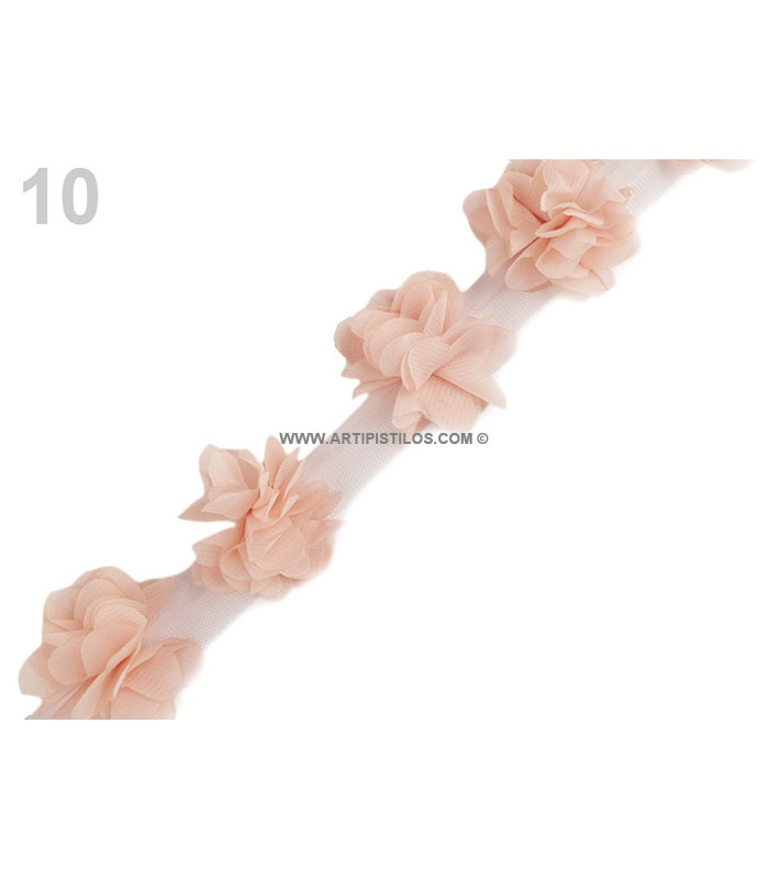 TIRA FLORES DE TUL 1 mt x 6 cm