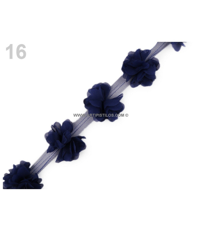 TIRA FLORES DE TUL 1 mt x 6 cm