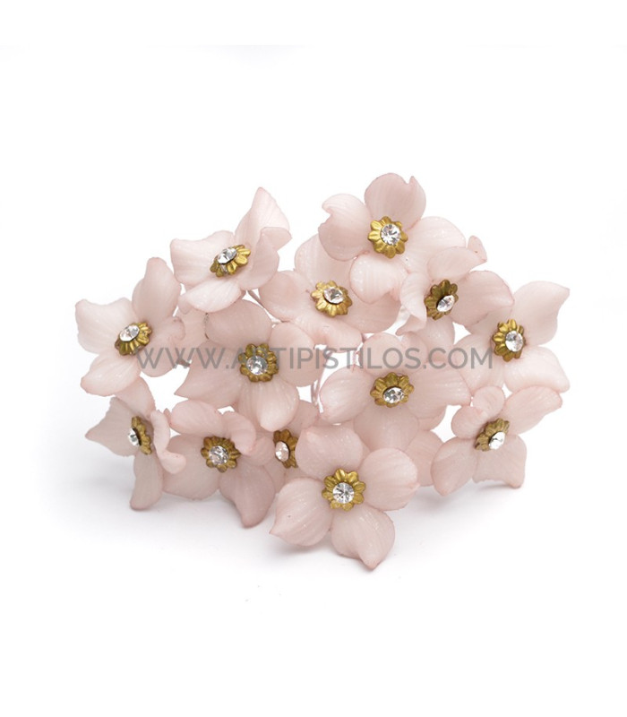 FLOR DE PORCELANA FRIA 2 CM CON STRASS