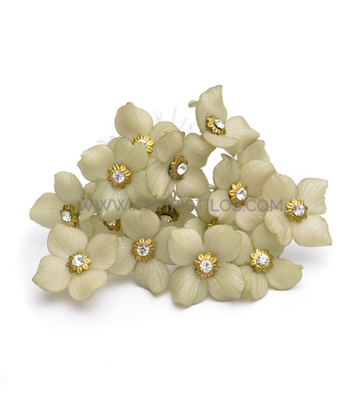 FLOR DE PORCELANA FRIA 2 CM CON STRASS