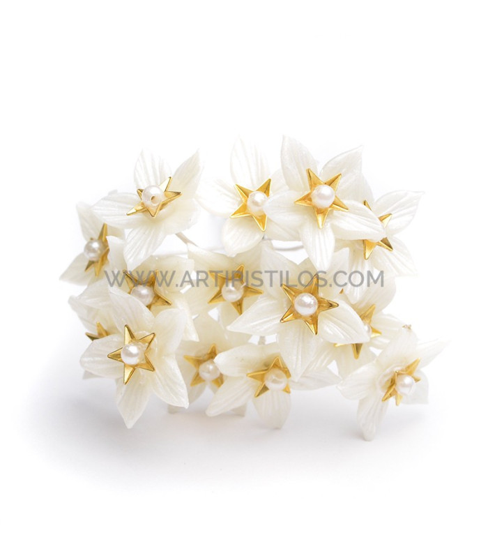 FLOR DE PORCELANA FRÍA CON PERLA 1,8 CM