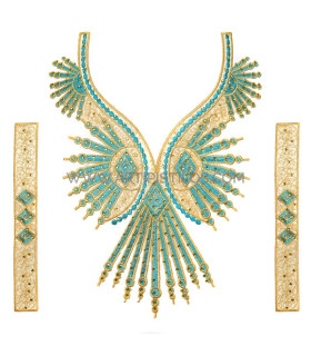 Adorno Termo Adhesivo Para Ropa (cuello Y Puños) Turquesa - hilo de