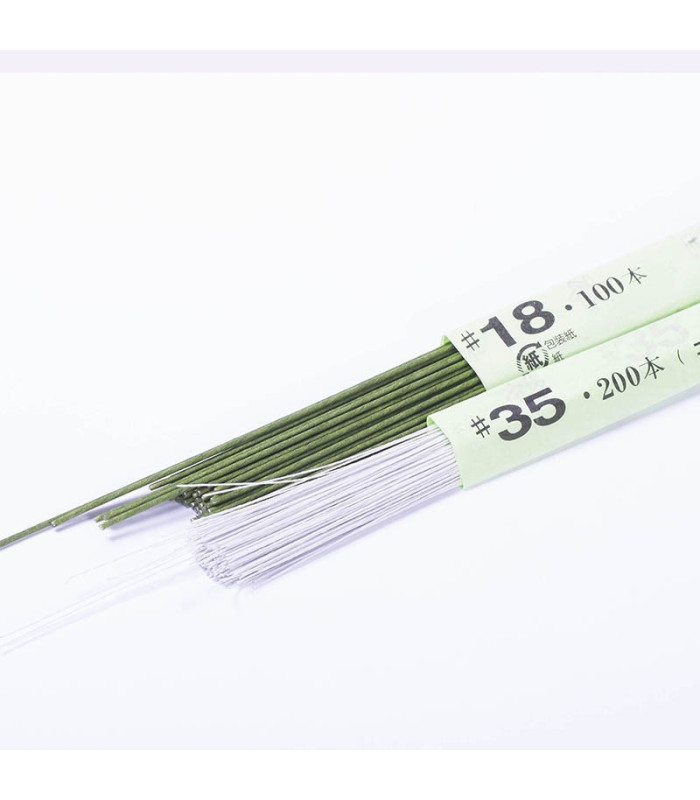 Japanese floral wire lined with green braided papyrus 36 cm x 100/200 pcs