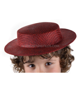 Canotier Infantil De Fibras Vegetales "moreda" Granate - verano