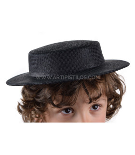 Canotier Infantil De Fibras Vegetais "gines" Preto