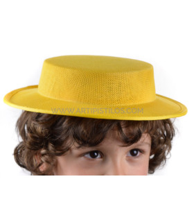 Canotier Infantil De Fibras Vegetais "bormujos" Amarelo