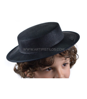 Canotier Infantil De Fibras Vegetales "bormujos" Negro - verano