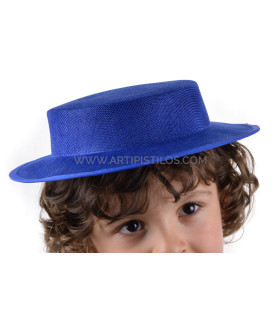 Canotier Infantil De Fibras Vegetais "bormujos" Azul Royal