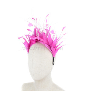 Headpiece With Feathers Of Rooster/ostrich/goose "lina". Lilac - artipistilos