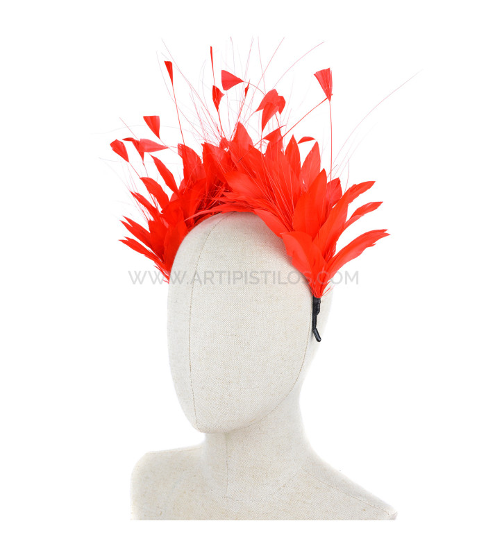 TOCADO DE PLUMAS DE GALLO/AVESTRUZ/OCA "LINA"