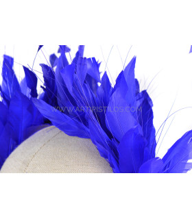 Headpiece With Feathers Of Rooster/ostrich/goose "lina". Añil - artipistilos