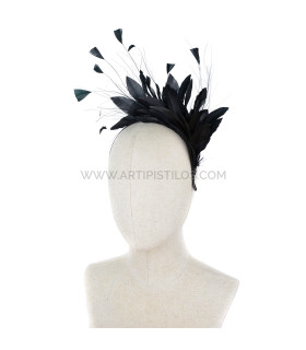 Headpiece With Feathers Of Rooster/ostrich/goose "soler" Black - artipistilos