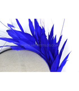 Headpiece With Feathers Of Rooster/ostrich/goose "soler" Añil - artipistilos