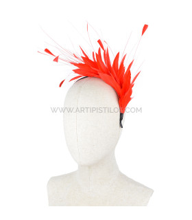 Headpiece With Feathers Of Rooster/ostrich/goose "soler" Red - artipistilos