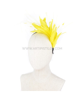 Headpiece With Feathers Of Rooster/ostrich/goose "soler" Yellow - artipistilos
