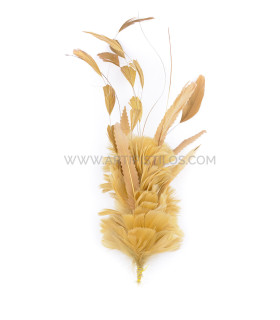 Feathers Mounts Of Rooster, Duck And Goose Tan - hats