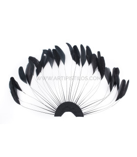 Montaje De Plumas De Antena De Gallo 20/25 Cm Negro Altura: 25 Cms. Diametro 40 Cms. - sombrero