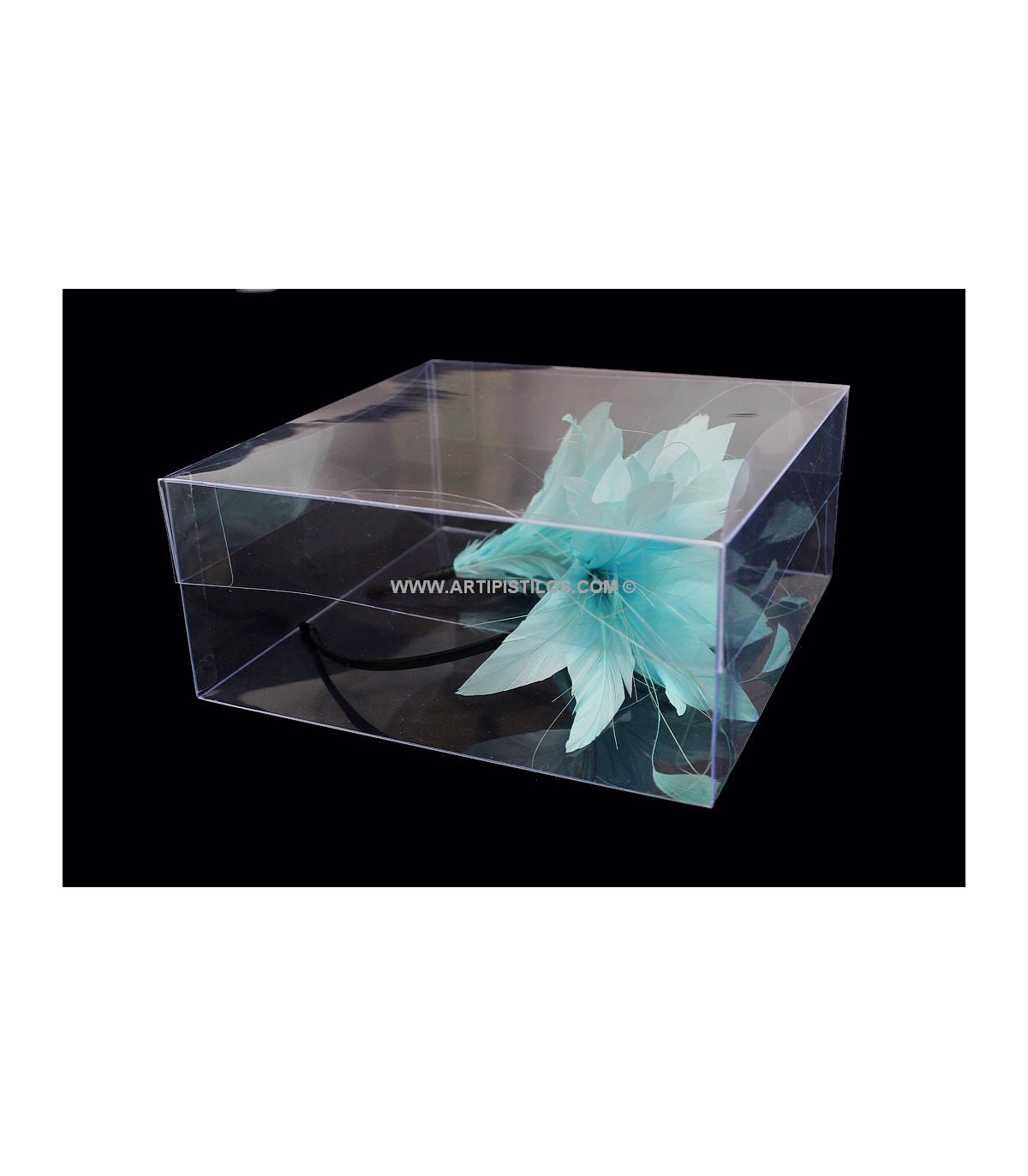 PLASTIC BOX 23 23 X 10 cm - Transparente Boxen - Material Hüte & Fascinatoren, Feather, Stirnbänder, Garnrollen und m