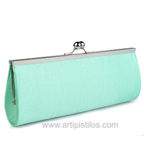 Bolso De Mano Satinado Menta - cierre