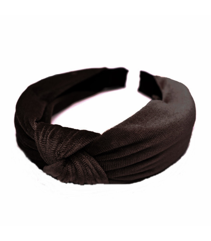 Tiara de veludo com nó.