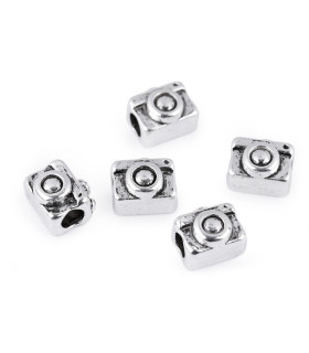 Abalorio Metálico "camera" Plata - manualidades