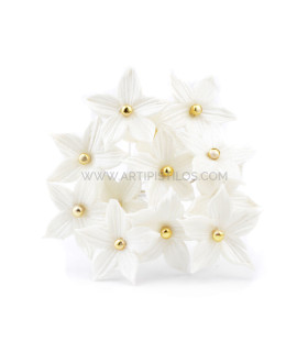 Flor De Porcelana Fría 2,5 Cm Blanco Perlado - tocados para