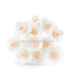 Flor De Porcelana Fría 5 Pétalos 1,5 Cm Blanco Perlado - tocados para