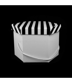 Caja Para Tocados Blanca Con Tapa A Rayas 58 X 30 Cm - sombreros de - sombreros de - sombreros de - sombreros de - sombreros de - sombreros de - cajas