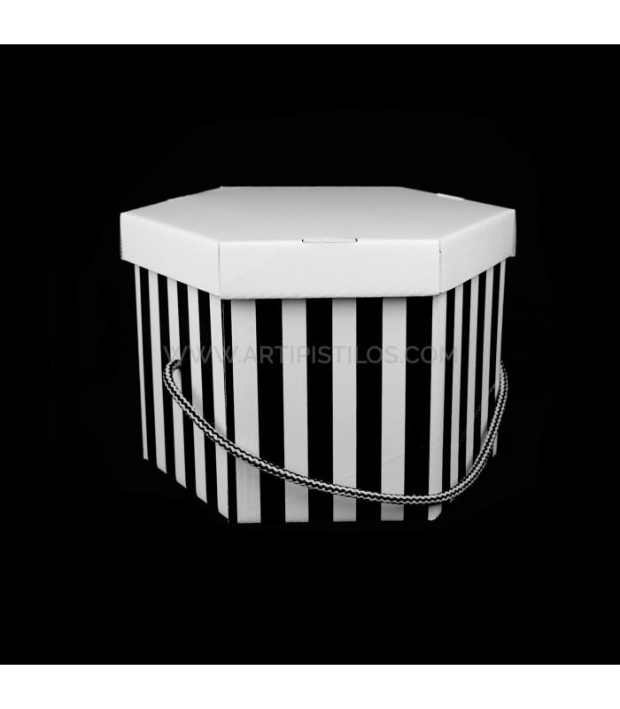 CAJA PARA TOCADOS RAYAS/BLANCA "MEDIANA"