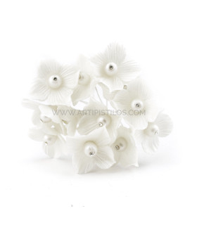 Flor De Porcelana Fría Con Strass 2,4 Cm Blanco Perlado - tocados para