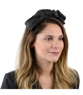 Diadema De Paja Natural "formia" Negro - cinta raso