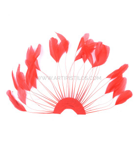 Montaje De Plumas De Antena De Gallo 20/25 Cm Rojo Altura: 25 Cms. Diametro 40 Cms. - sombrero