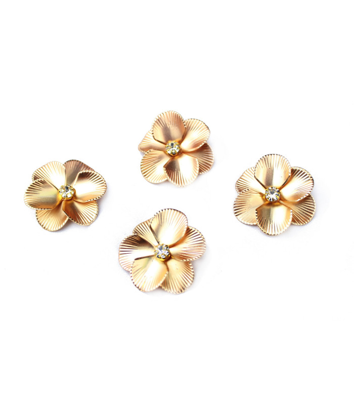 Metallic flower with rhinestones 3 cm diameter
