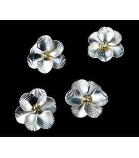 Metallic flower with rhinestones 3 cm diameter