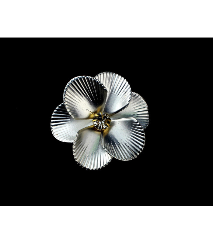 Flor metálica com strass de 3 cm de diâmetro