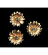 Metallic flower 2 three leaves with rhinestones