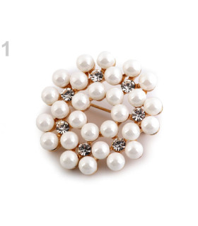 Broche Decorativo Con Strass Y Perlas "berrien" Perla - novia