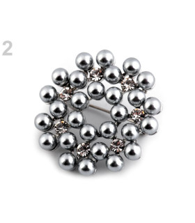 Broche Decorativo Con Strass Y Perlas "berrien" Plata - novia