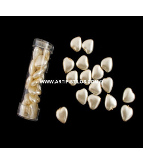 PEARL GLASS BEADS 10 MM. HEART SHAPED