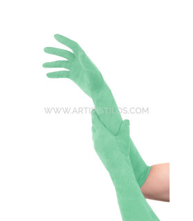 Guantes De Antelina 42 Cm Verde Agua - elásticos