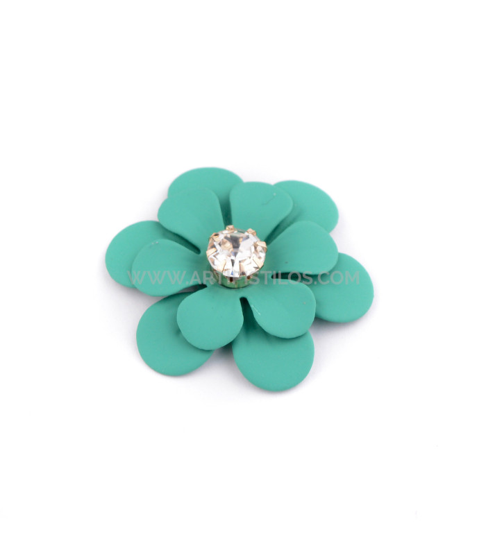 APLICACIÓN FLOR METÁLICA CON STRASS "URAVAN"