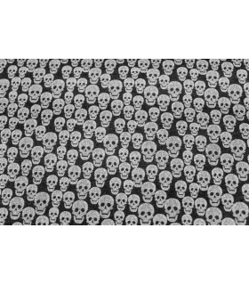Tejido Estampado Calaveras 100% Algodón 50 Cms. X 1,50 Mts. Negro