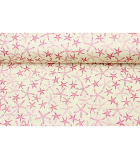 Tecido Estampado "by The Sea" 100% Algodão 50 Cm X 110 Cm Coral