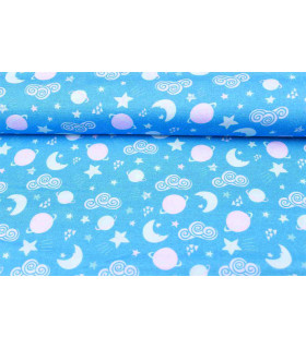 Tecido Estampado "do Céu" 100% Algodão 50 X 110 Cms. Azul Claro