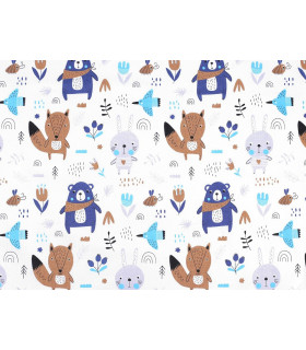 Tela De Algodón 100% Con Motivos Infantiles 1,60 X 1 M Azules - telas para